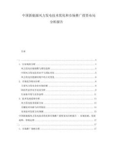 中國新能源風(fēng)力發(fā)電技術(shù)優(yōu)化和市場推廣投資布局分析報告