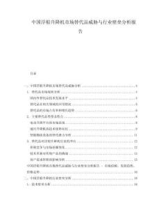 中國浮船升降機市場替代品威脅與行業(yè)壁壘分析報告