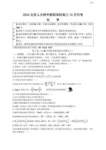 2024北京人大附中朝陽學(xué)校高三10月月考化學(xué)試題