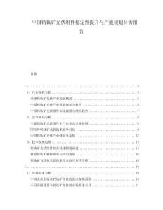 中國(guó)鈣鈦礦光伏組件穩(wěn)定性提升與產(chǎn)能規(guī)劃分析報(bào)告