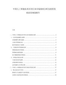 中國(guó)人工智能技術(shù)應(yīng)用行業(yè)市場(chǎng)現(xiàn)狀分析及投資發(fā)展前景規(guī)劃報(bào)告