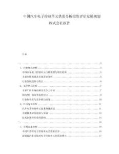 中国汽车电子控制单元供需分析投资评估发展规划株式会社报告
