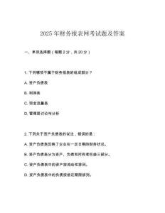 2025年財(cái)務(wù)報(bào)表網(wǎng)考試題及答案