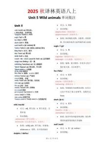 2025秋譯林版英語八上【譯林八上】Unit5：單詞批注