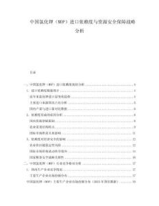 中国氯化钾（MOP）进口依赖度与资源安全保障战略分析