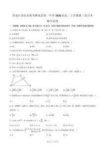 黑龍江省佳木斯市樺南縣第一中學2026屆高三上學期第三次月考數學試卷（含答案）