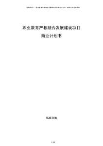 职业教育产教融合发展建设项目商业计划书