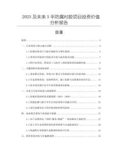 2025及未來5年防腐襯膠項目投資價值分析報告