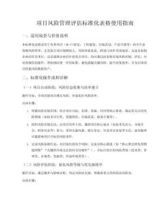 項目風險管理評估標準化表格
