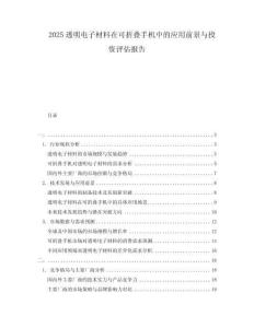 2025透明電子材料在可折疊手機(jī)中的應(yīng)用前景與投資評(píng)估報(bào)告