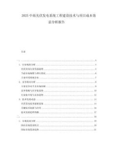2025中南光伏發電系統工程建設技術與項目成本效益分析報告