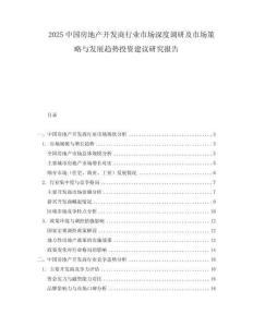 2025中國房地產(chǎn)開發(fā)商行業(yè)市場深度調(diào)研及市場策略與發(fā)展趨勢投資建議研究報告