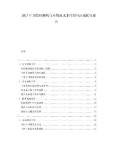 2025中國鋁硅酸鈣行業(yè)物流成本控制與運輸優(yōu)化報告