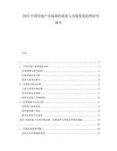 2025中國房地產(chǎn)市場調(diào)控政策與市場發(fā)展趨勢研究報(bào)告