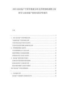 2025商業(yè)地產(chǎn)空置率數(shù)據(jù)分析及營銷策略調(diào)整方案研究與商業(yè)地產(chǎn)投資風(fēng)險評價報告