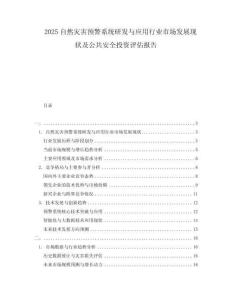 2025自然災(zāi)害預(yù)警系統(tǒng)研發(fā)與應(yīng)用行業(yè)市場發(fā)展現(xiàn)狀及公共安全投資評估報(bào)告