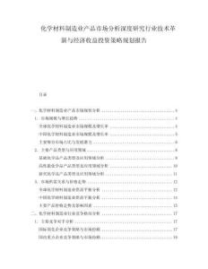 化學材料制造業(yè)產品市場分析深度研究行業(yè)技術革新與經(jīng)濟收益投資策略規(guī)劃報告
