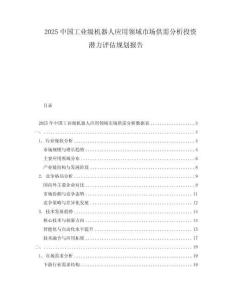 2025中国工业级机器人应用领域市场供需分析投资潜力评估规划报告