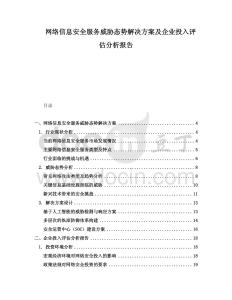 網(wǎng)絡(luò)信息安全服務(wù)威脅態(tài)勢(shì)解決方案及企業(yè)投入評(píng)估分析報(bào)告