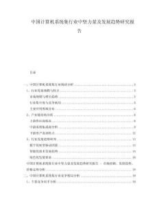 中国计算机系统集行业中坚力量及发展趋势研究报告