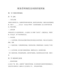 财务管理规范及风险控制预案