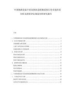 中国铁路设备中的高铁轨道检测系统行业市场供需分析及投资评估规划分析研究报告
