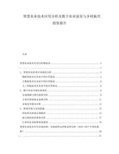 智慧农业技术应用分析及数字农业前景与乡村振兴投资报告