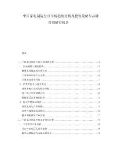 中國家電制造行業市場趨勢分析及投資策略與品牌營銷研究報告
