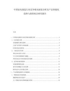中國(guó)家電制造行業(yè)競(jìng)爭(zhēng)格局深度分析及產(chǎn)品智能化趨勢(shì)與投資機(jī)會(huì)研究報(bào)告
