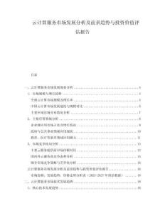 云計算服務(wù)市場發(fā)展分析及前景趨勢與投資價值評估報告