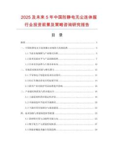 2025及未來(lái)5年中國(guó)防靜電無(wú)塵連體服行業(yè)投資前景及策略咨詢研究報(bào)告