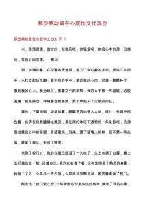 那份感動留在心底作文優(yōu)選份