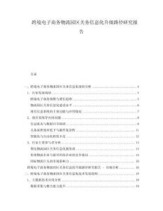 跨境電子商務物流園區關務信息化升級路徑研究報告