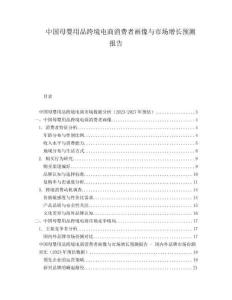 中国母婴用品跨境电商消费者画像与市场增长预测报告