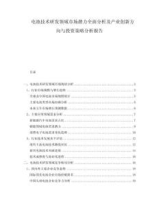 电池技术研发领域市场潜力全面分析及产业创新方向与投资策略分析报告