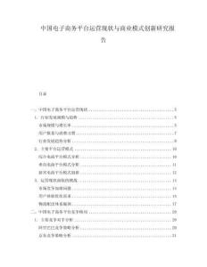 中国电子商务平台运营现状与商业模式创新研究报告