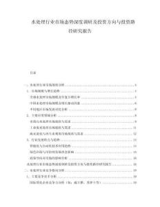 水處理行業(yè)市場態(tài)勢深度調(diào)研及投資方向與投資路徑研究報告