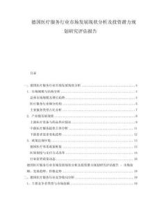 德国医疗服务行业市场发展现状分析及投资潜力规划研究评估报告