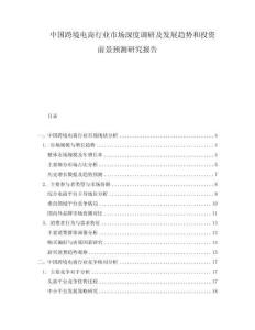 中国跨境电商行业市场深度调研及发展趋势和投资前景预测研究报告