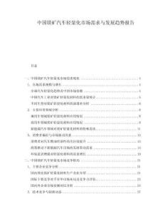 中国镁矿汽车轻量化市场需求与发展趋势报告