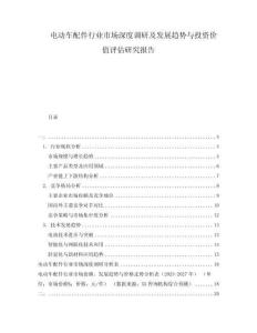 电动车配件行业市场深度调研及发展趋势与投资价值评估研究报告