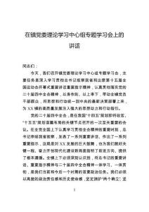 在鎮(zhèn)黨委理論學習中心組專題學習會上的講話