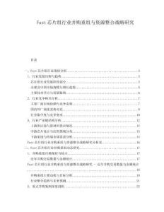 Fast芯片組行業(yè)并購重組與資源整合戰(zhàn)略研究
