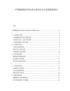 中国碳捕捉封存技术示范项目运行效果跟踪报告