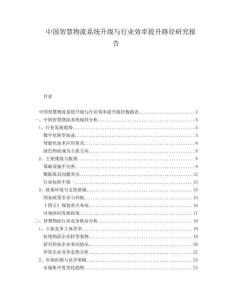 中國智慧物流系統(tǒng)升級與行業(yè)效率提升路徑研究報告