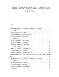 中國跨境電商獨立站流量獲取成本與品牌出海方法論研究報告