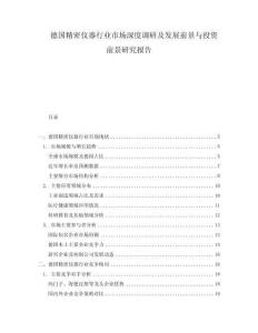德國精密儀器行業市場深度調研及發展前景與投資前景研究報告