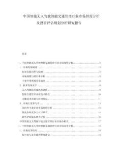 中國智能無人駕駛智能交通管理行業(yè)市場供需分析及投資評估規(guī)劃分析研究報告