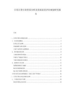日用百貨行業供需分析及發展前景評估規劃研究報告