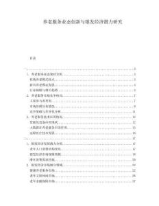 養(yǎng)老服務(wù)業(yè)態(tài)創(chuàng)新與銀發(fā)經(jīng)濟(jì)潛力研究